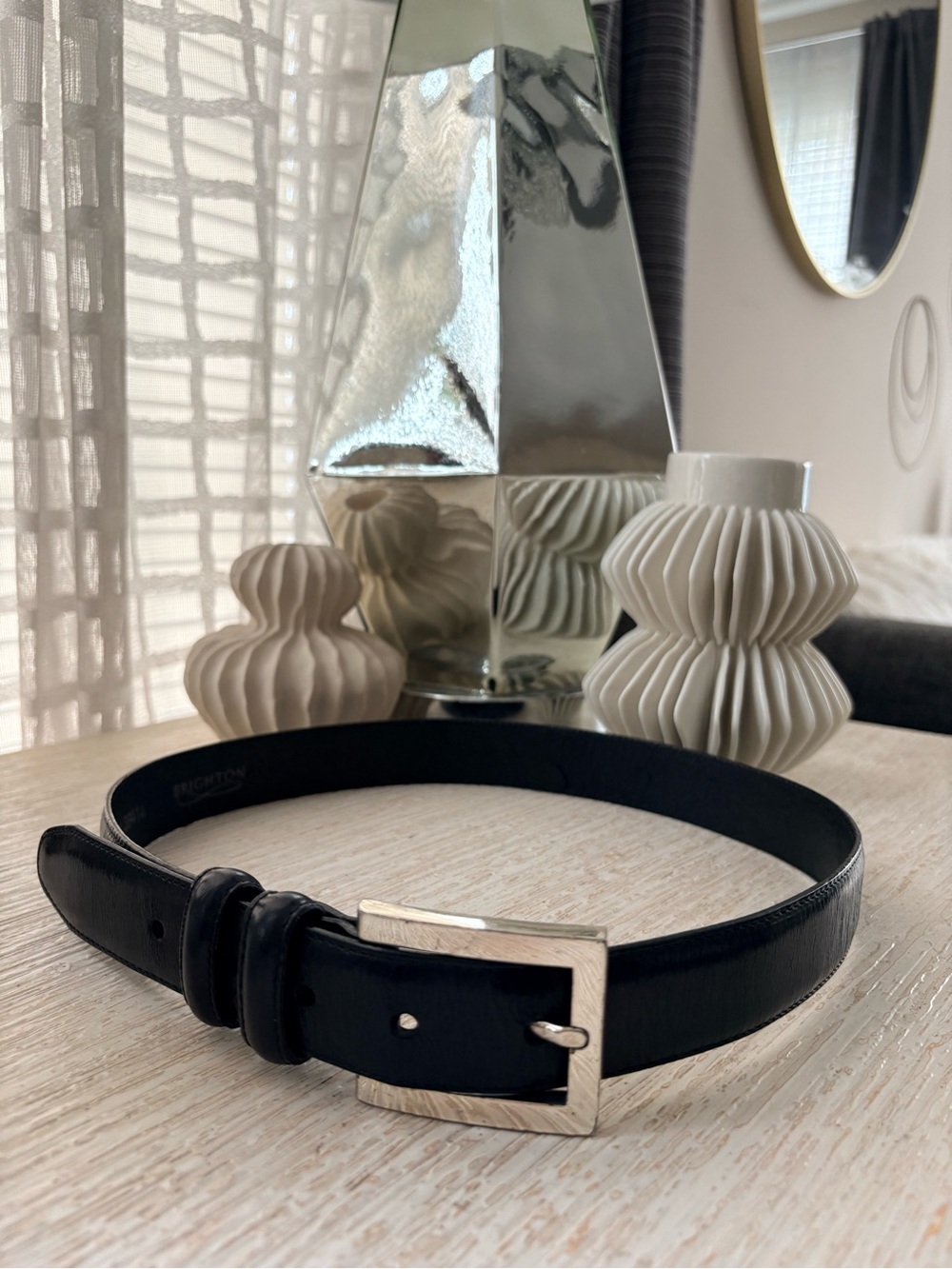 VTG Brighton Black Leather Belt Size M
